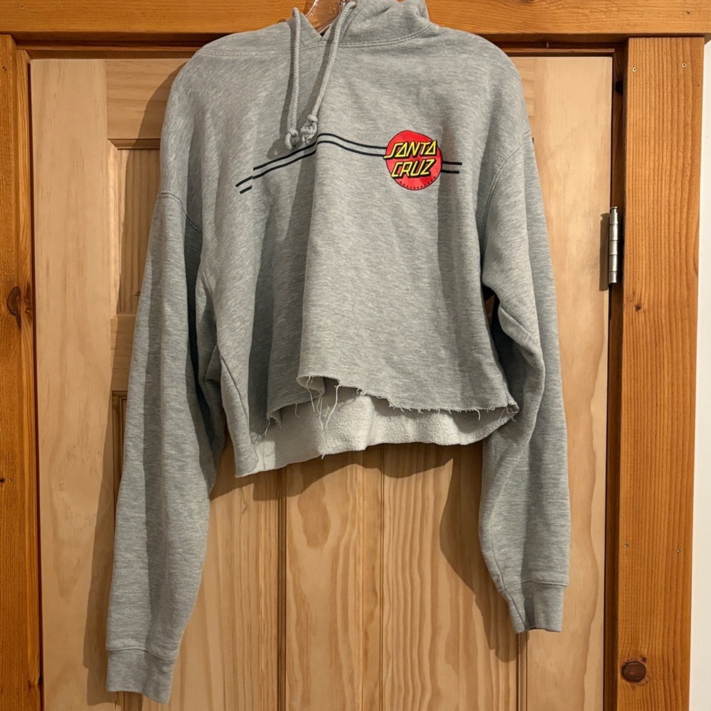 Santa Cruz Skateboards Heather Gray Cropped Hoodie